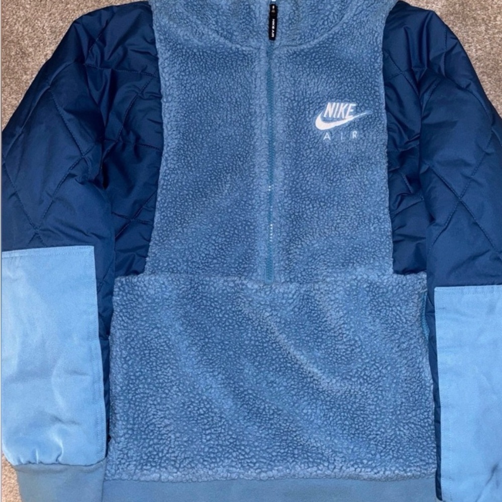 Nike Blue Fleece Jacket with Quilted Sleeves